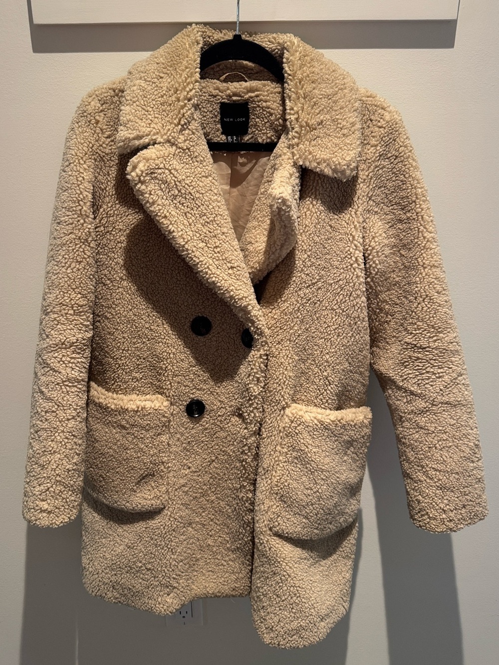 New Look Cream Teddy Double-Breasted Jacket